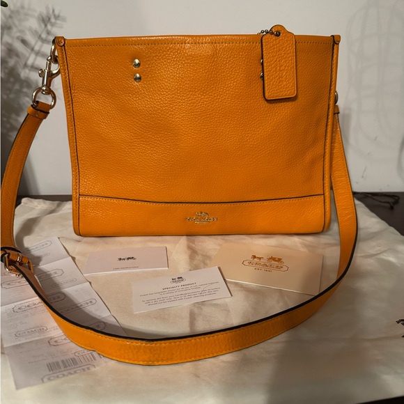 Coach Dempsey Carryall in Sunbeam Orange Pebble Leather